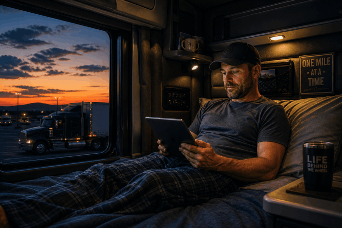 Driver relaxing and reading